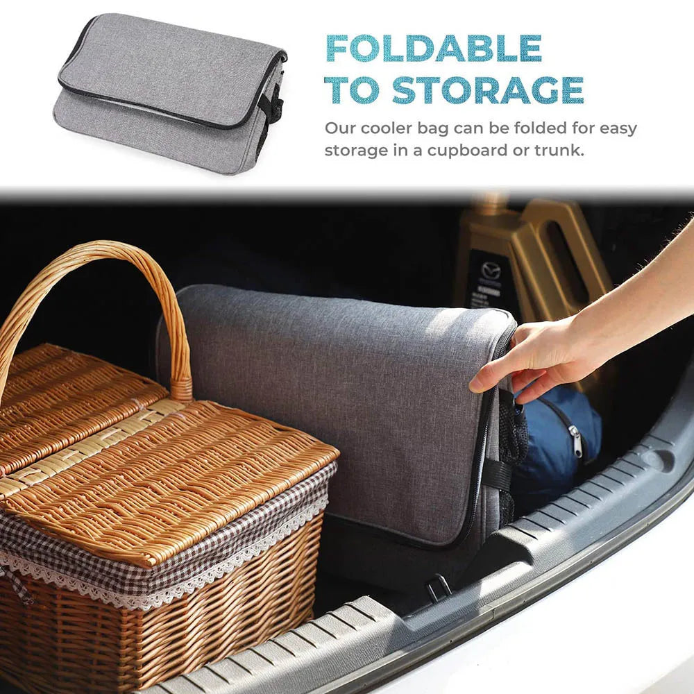 32L Large Soft Cooler Bag with Hard Liner Grey-4