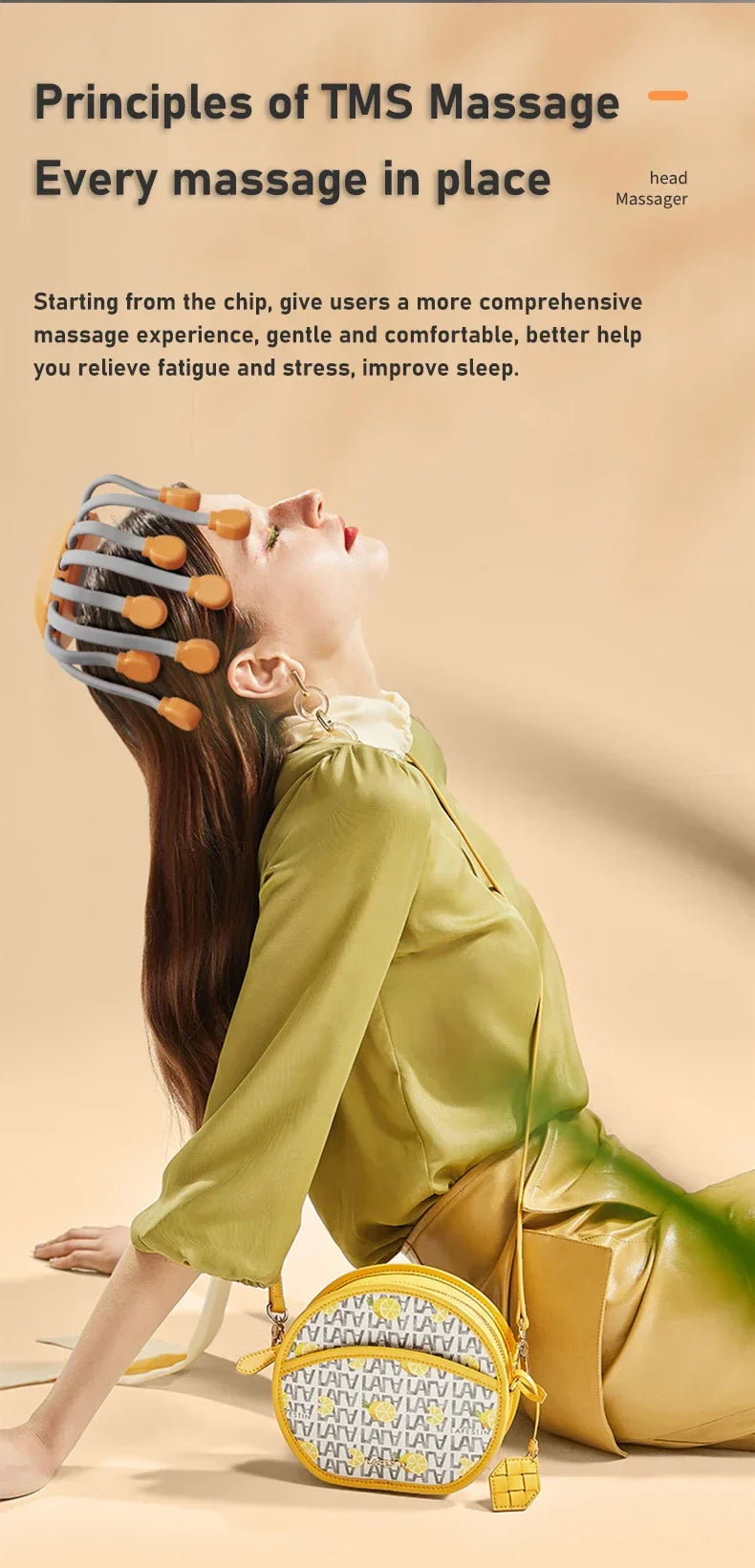20-Head Scalp Massager with Red Light Therapy Octopus Scratcher Orange-3