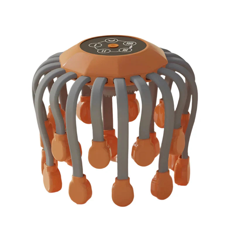 20-Head Scalp Massager with Red Light Therapy Octopus Scratcher Orange-0