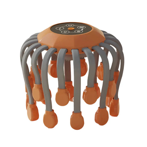 20-Head Scalp Massager with Red Light Therapy Octopus Scratcher Orange-0